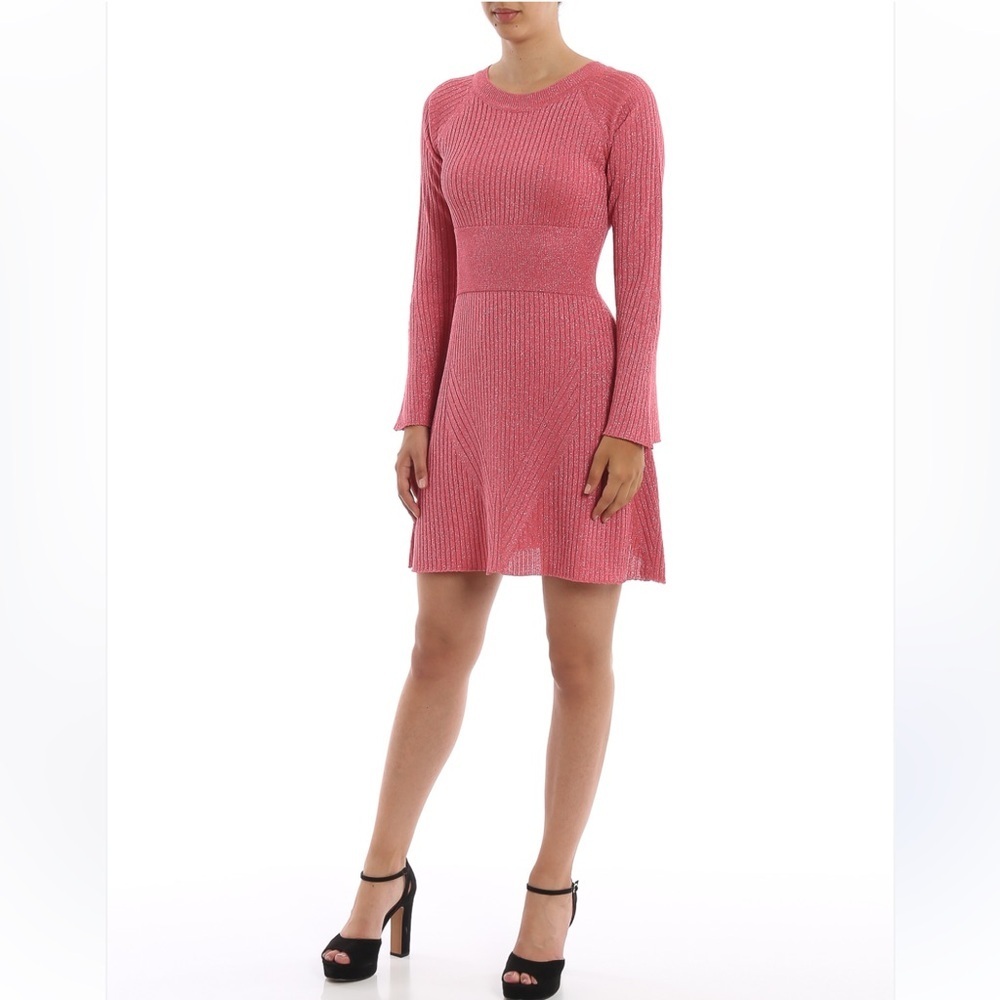 Pinko Tentoni Lurex Ribbed Fitted Mini Dress Size XS NWOT